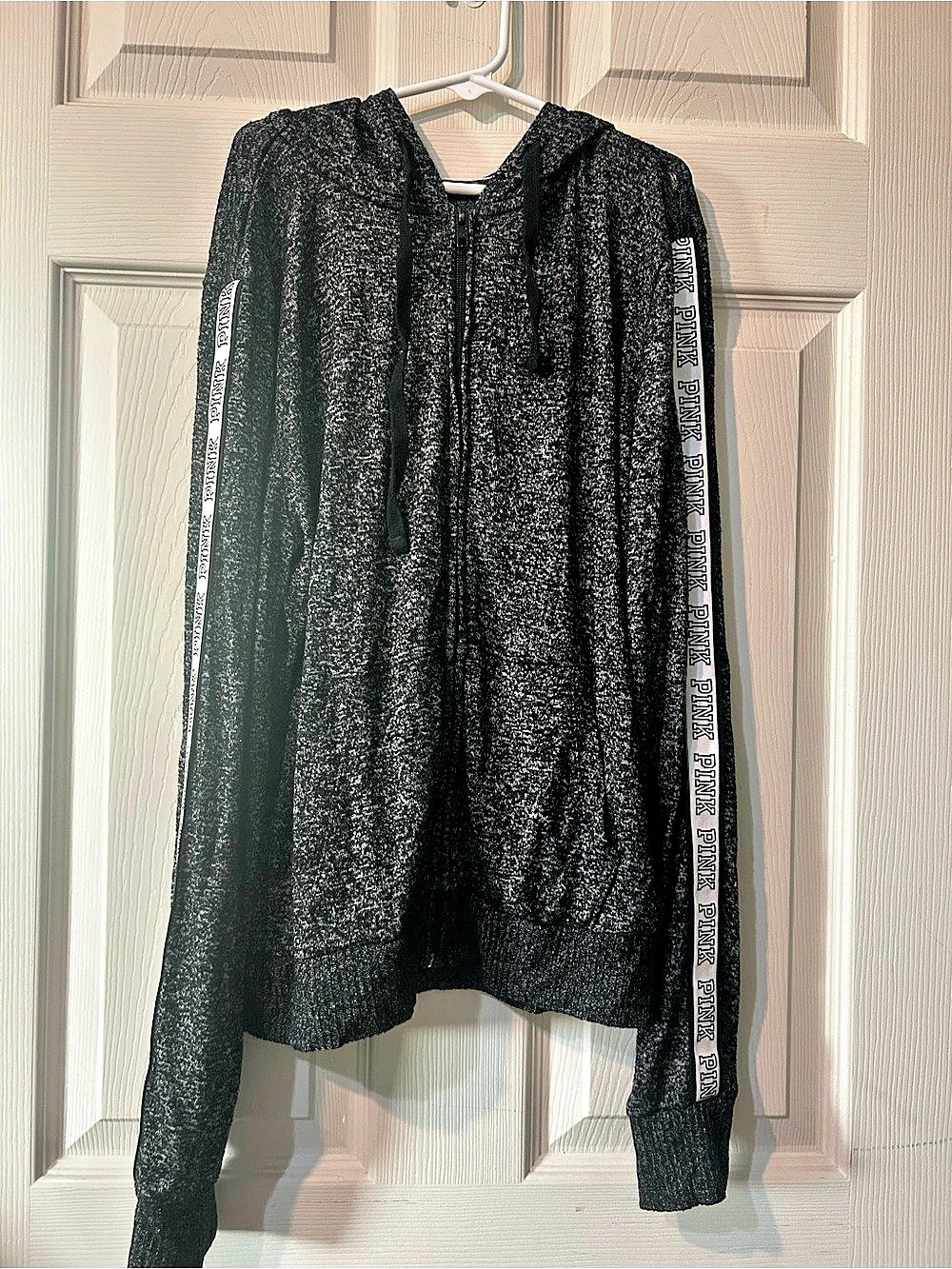 PINK Black Cowl Neck zip up hoodie Size XS Like New